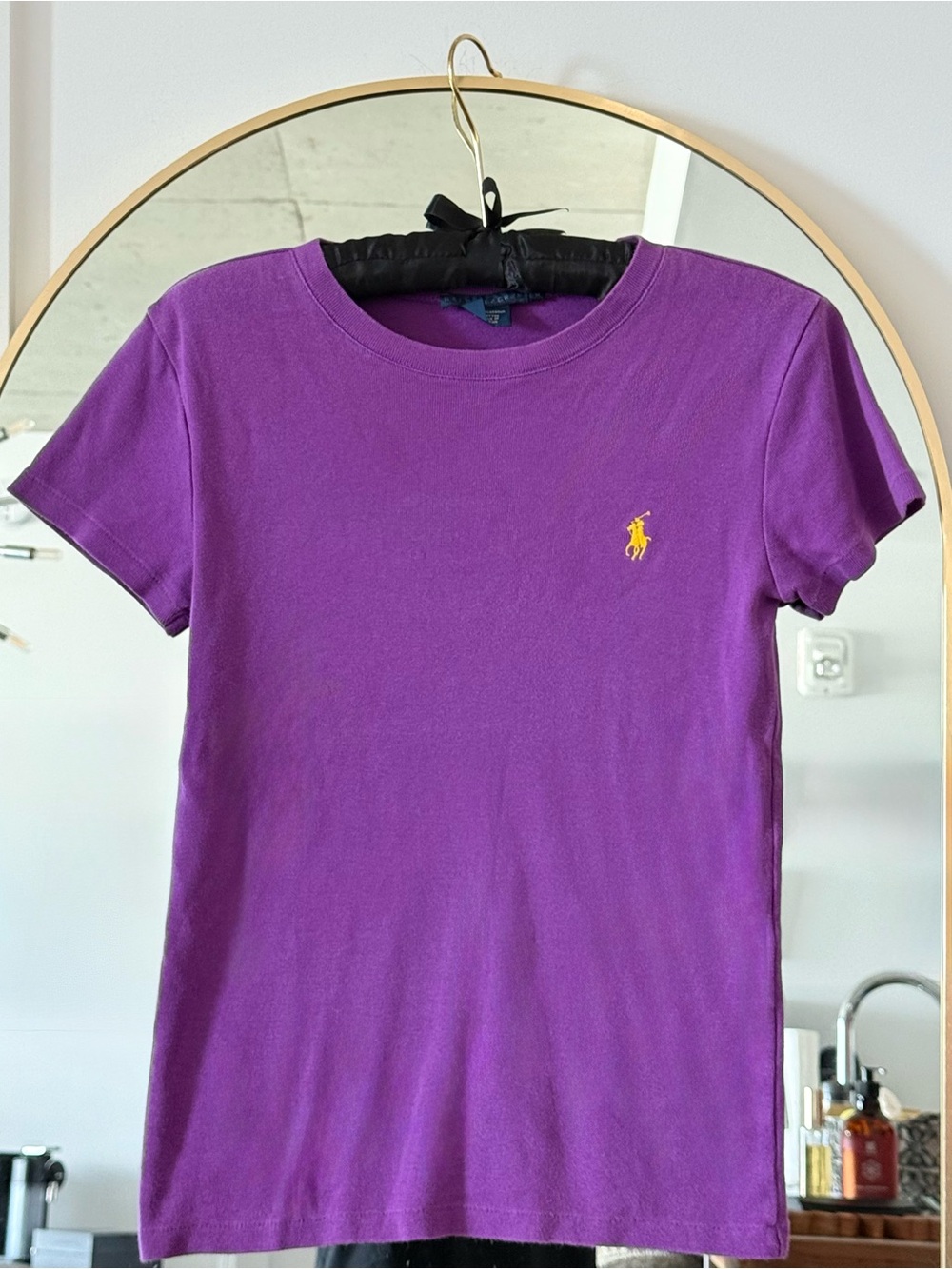 Ralph Lauren Purple Short-Sleeve Polo Player Tee with Yellow Logo